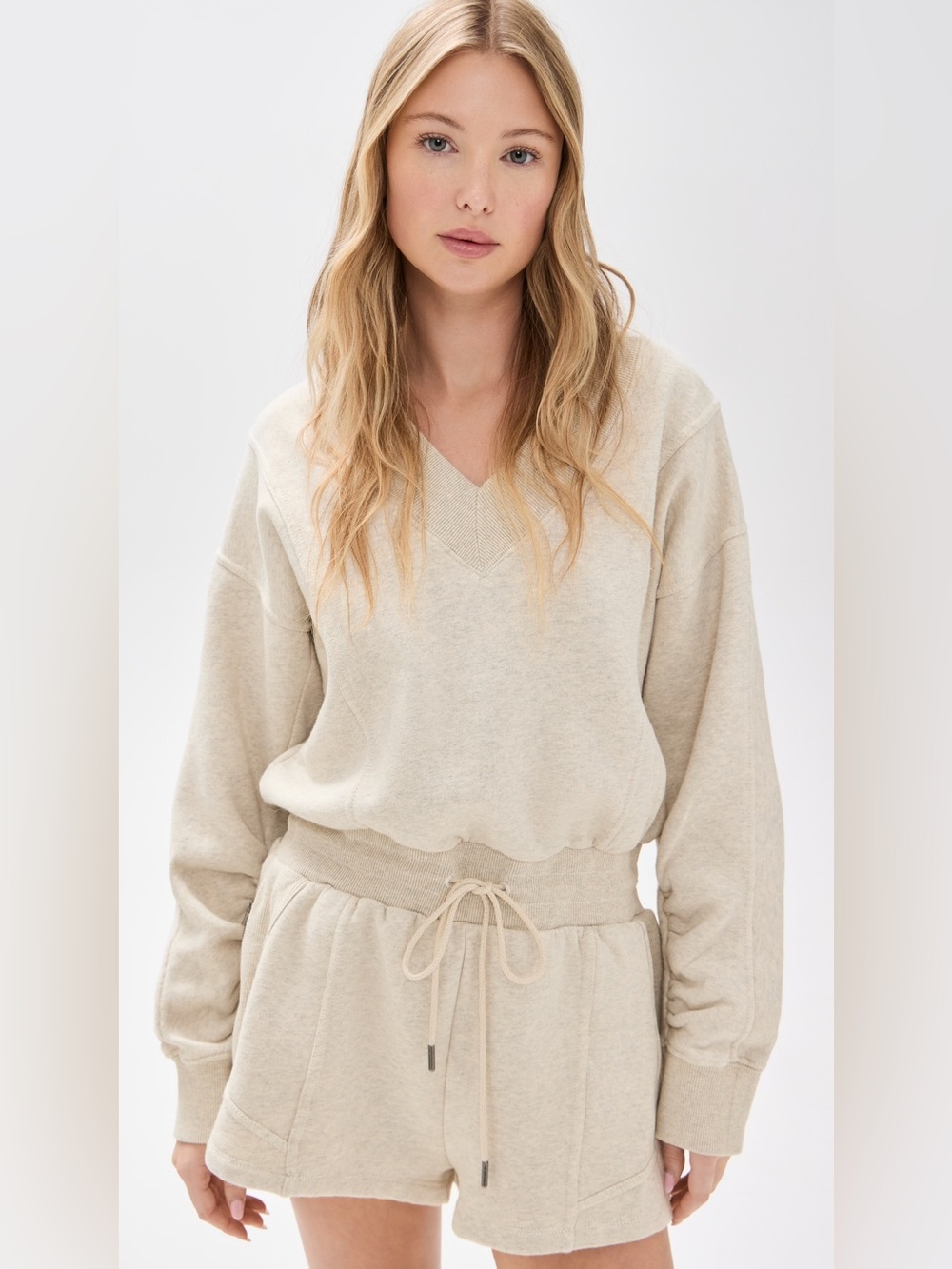 FP Movement Free People Intercept Romper Oatmeal Heather Cream Sweatshirt Shorts